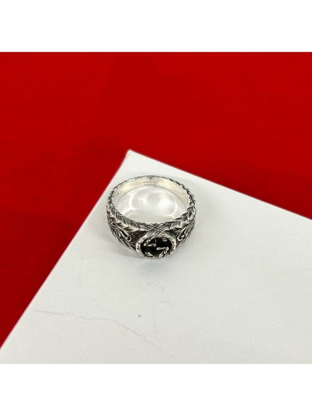 Gucci Interlocking G Arabesque Ring 925 Sterling Silver